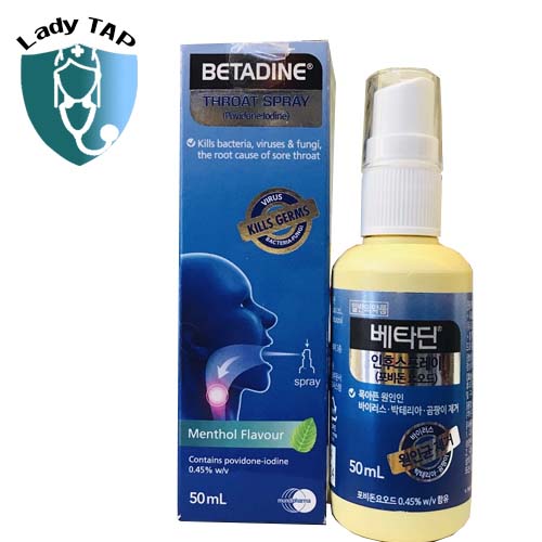 Betadine Throat Spray 50ml Mundipharma - Ngăn ngừa vi khuẩn gây hôi miệng