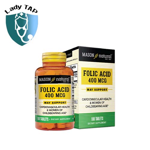 Folic Acid 400 Mcg Mason - Giúp bổ máu, tăng cường sức đề kháng