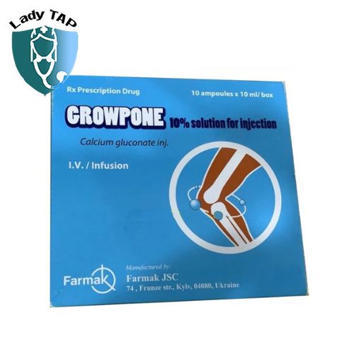Growpone 10% 10ml Farmak JSC - Cung cấp ion calci có sẵn