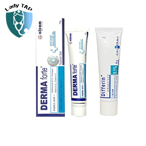 Derma-Forte 15g Và Differin Cream 0,1% 30g - Giúp trị mụn và làm mờ sẹo, ngừa vết thâm