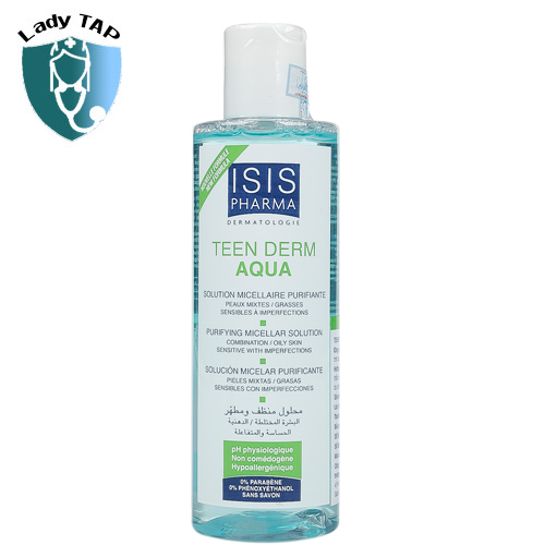 Nước hoa hồng Isis Pharma Teen Derm Aqua 200ml -  Giúp lấy sạch hết bụi bẩn, bã nhờn