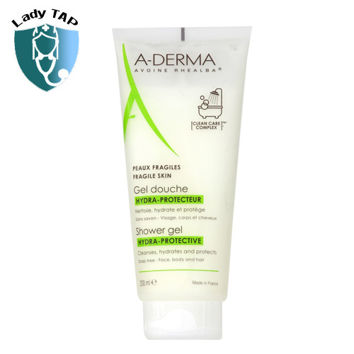A-Derma Hydra Protective Shower Gel 200ml - Giúp làm sạch dầu nhờn, bụi bẩn sâu trên bề mặt da