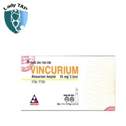 Vincurium 25mg/2,5ml Vinphaco - Thuốc gây mê đường hô hấp hiệu quả