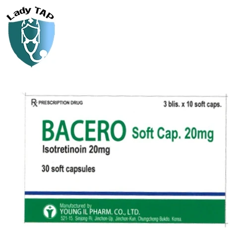 Bacero 20mg (Isotrentinoin) Young Il Pharm - Điều trị mụn nặng hiệu quả, giảm nhờn