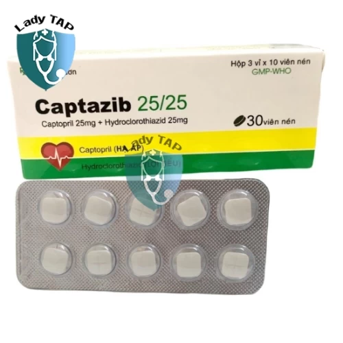 Captazib 25/25 Tipharco - Thuốc điều trị bệnh cao huyết áp