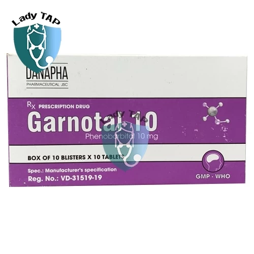 Garnotal 10mg Danapha - Điều trị bệnh động kinh, phòng co giật