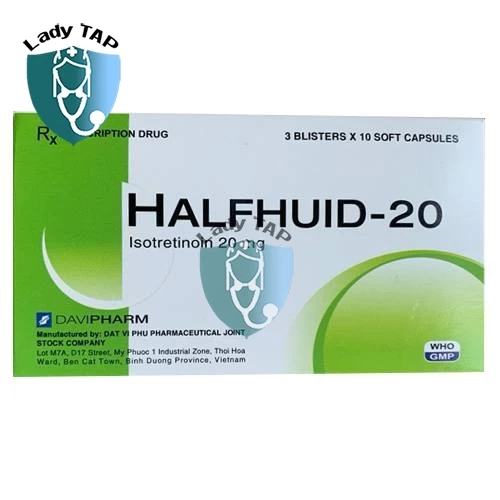 Halfhuid-20 Davipharm - Điều trị bệnh trứng cá nặng đã kháng với các liệu trình chuẩn bằng kháng sinh