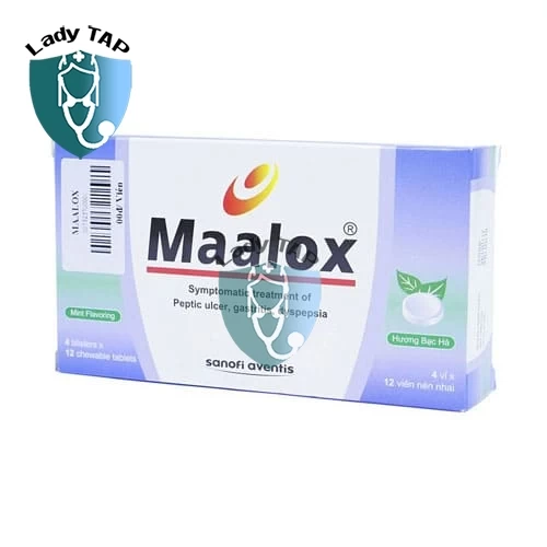 Maalox (viên nén) Sanofi - Thuốc điều trị viêm loét dạ dày, tá tràng