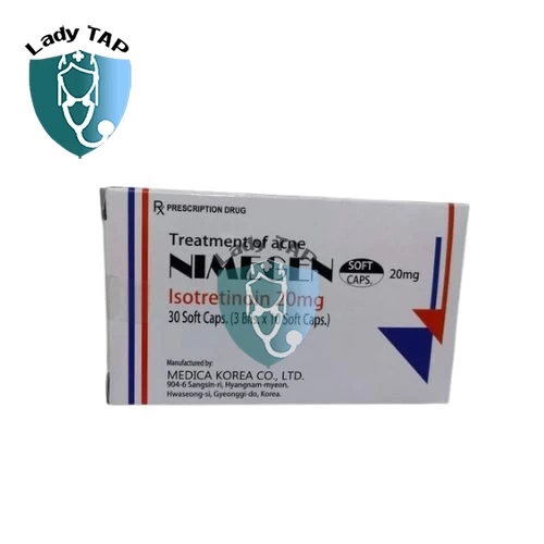 Nimegen 10mg Medica Korea - Thuốc chứa Isotretinoin giúp điều trị mụn trứng cá cứng đầu