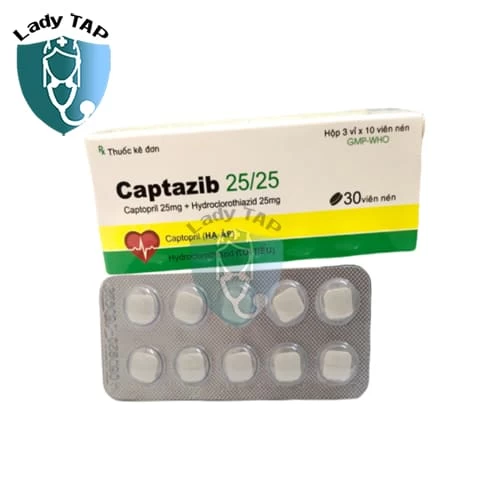 Captazib 25/25 Tipharco - Thuốc điều trị bệnh cao huyết áp