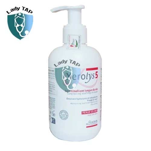 Kem dưỡng da Xerolys 5 Soin Emollient Longue Duree 200ml Laboratoires Lysaskin