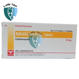 NAVACARZOL TABLET 5MG Industria Farmaceutica Nova - Giúp điều trị rối loạn tuyến giáp hiệu quả