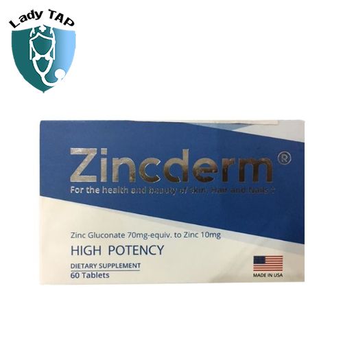 Zincderm Pro Tab Laboratories - Bổ sung kẽm cho cơ thể và hỗ trợ các tình trạng thiếu kẽm